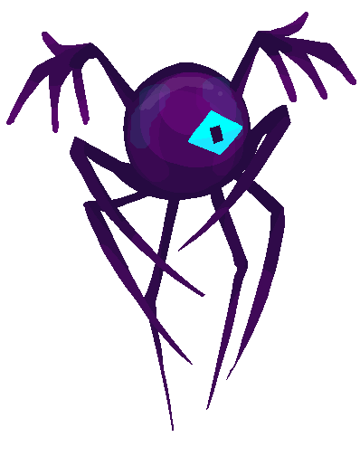 a lineless drawing of kotzu, an OC for corru.observer, as a mindcore. his eye is wide and staring.