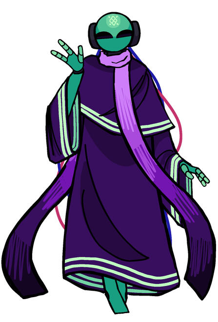 a fullbody digital drawing of no significant harassment with clean lineart, waving at the viewer and smiling with his eyes. it's also fully colored and simply shaded.