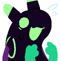 a lineless emoji of no significant harassment as a slugcat, panicking about something.