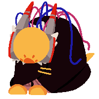 a lineless emoji of seven red suns kneeling in surrender.