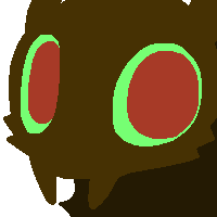 a lineless emoji of a scavenger staring directly at the viewer with large eyes.